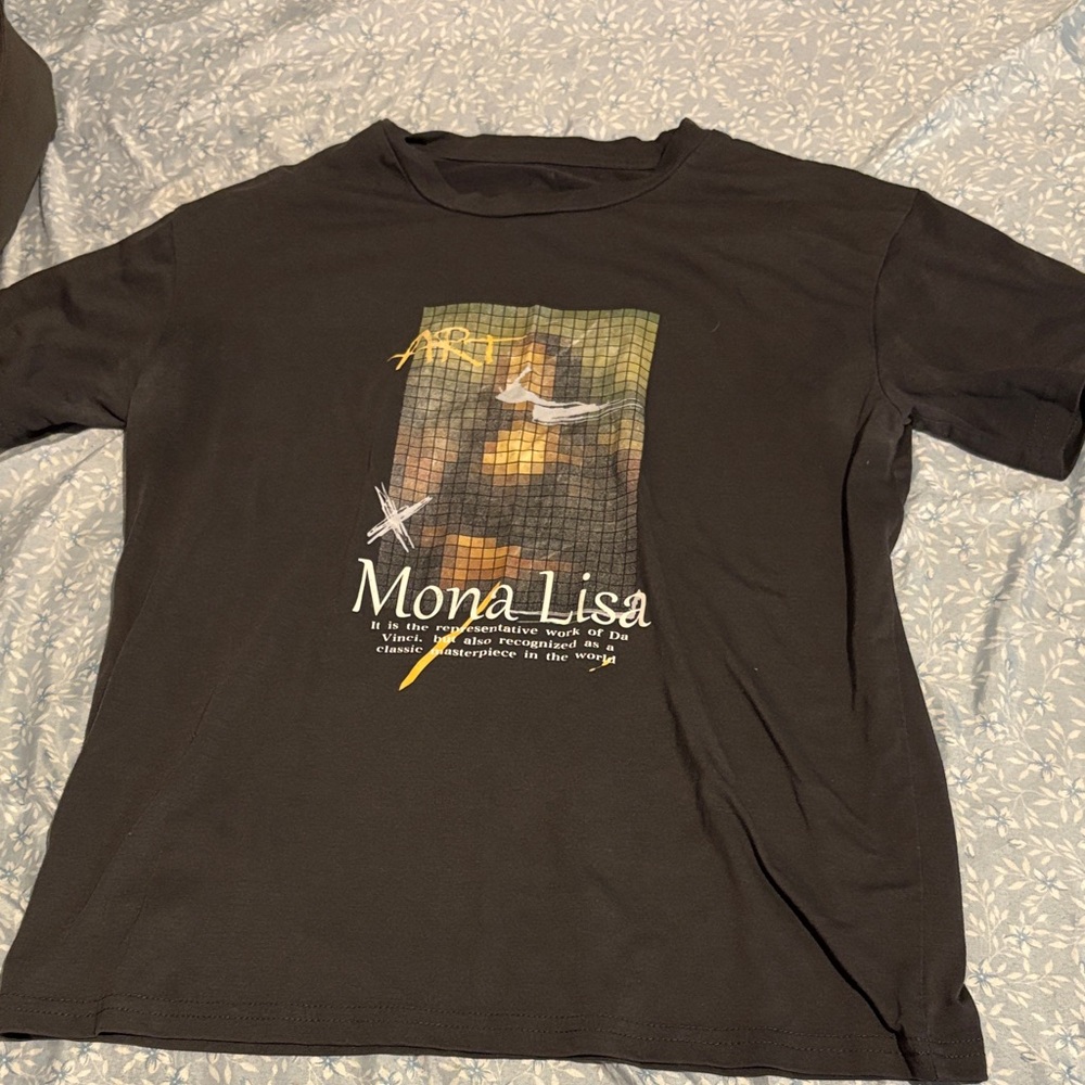 SHEIN Black Mona Lisa Graphic Tee